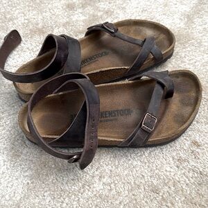 Birkenstock Yara Oiled Leather Sandals Brown Sz 39 Regular